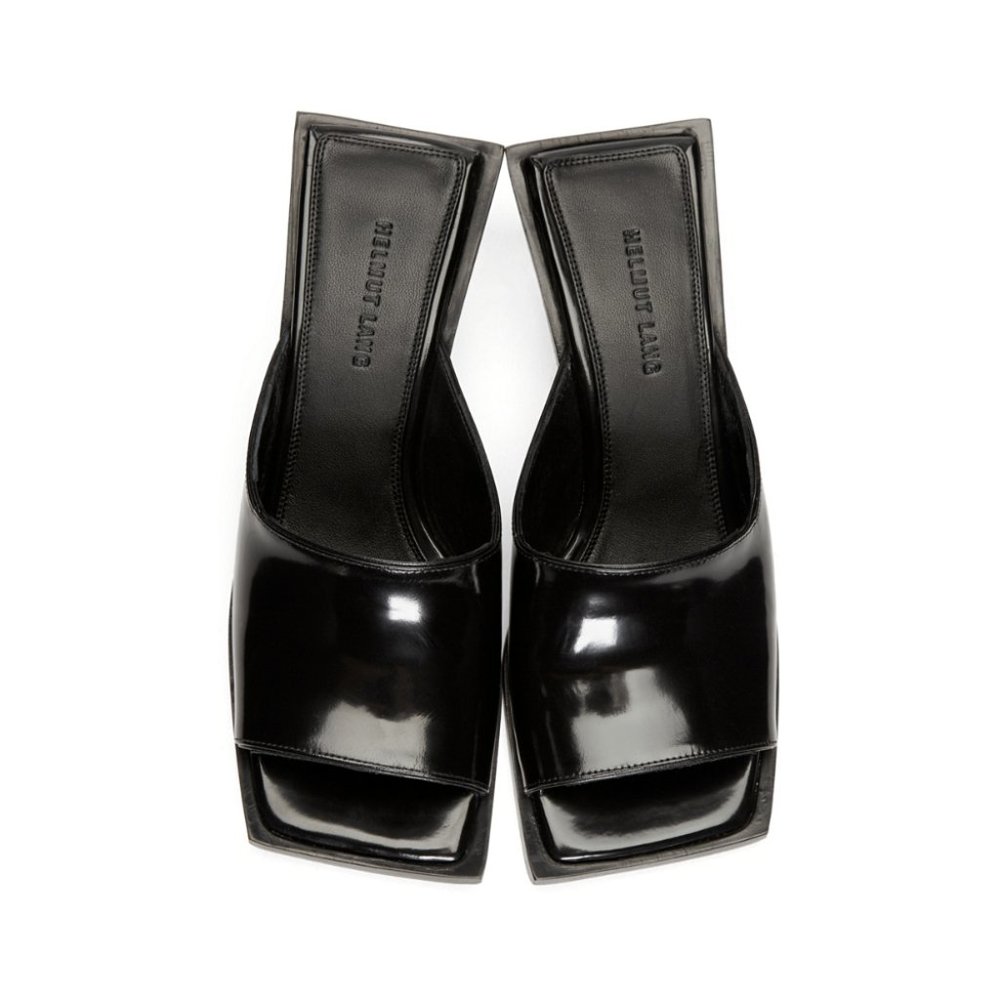 Helmut Lang H09HA021 Square Toe Disco Ball Heel Size 38 EU Women Black Sandals - Picture 8 of 12